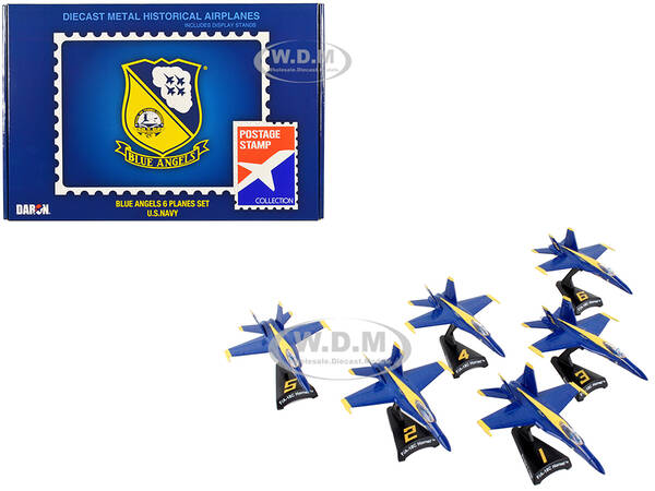 McDonnell Douglas F/A-18 Hornet Aircraft Blue Angels United States Navy 6 piece Gift Set 1/150 Diecast Model Airplanes by Pos...