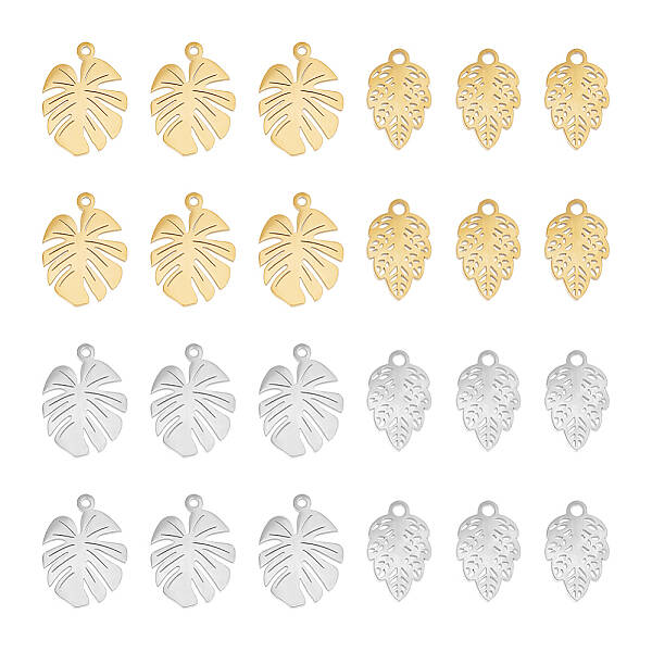 24Pcs 4 Style 304 Stainless Steel Pendants