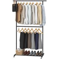 UDEAR Double Rod Hangable Clothing Rack, Rolling Coat Hanger with Bottom Mesh, for Hanging Clothes, Coats, Skirts, Sweaters, ...