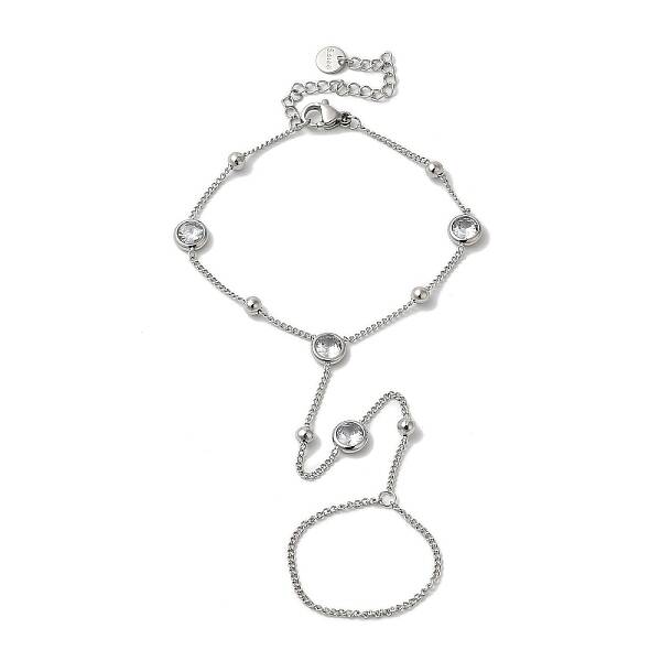 Stainless Steel & Falt Round Glass Ring Bracelets for Women