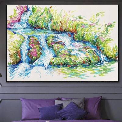Extra Large Original Abstract Colorful Creek Paintings On Canvas Oil Painting Impasto Painting Modern Fine Art Decor | RIVER ...