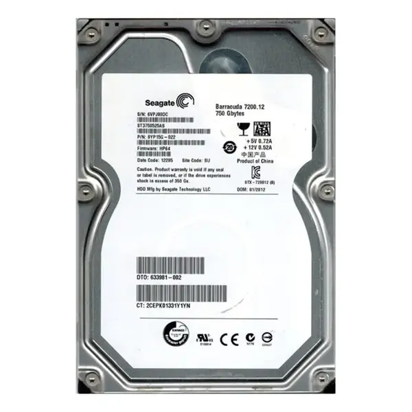 9YP15G-022 Seagate BarraCuda 7200.12 750GB 3.5-inch 6GB/s SATA NCQ 7200RPM 32MB Cache Desktop Hard Drive