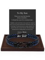Fashion Letters Pattern Braided Bracelet with Gift Card, Knotted Bracelet for Son, Trendy All-match & Exquisite Jewelry for B...
