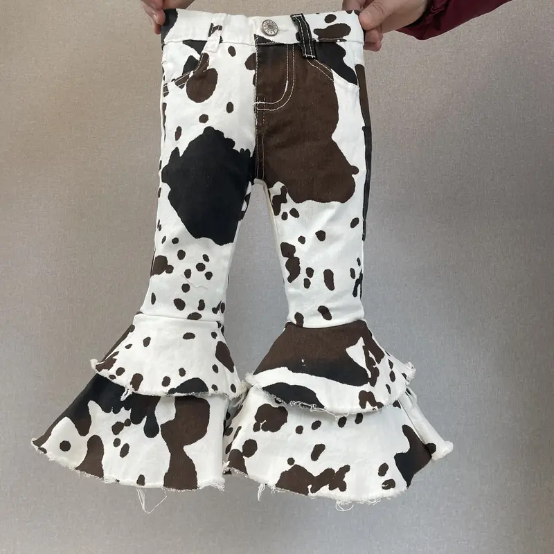 Girl Bell Bottom Jeans Cow Print Girl Jeans Toddler Bell Bottoms Kids Pant