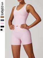 Women's Colorblock Crop Tank Top & Skinny Shorts, Sporty Breathable Comfortable for Yoga Gym Workout Running, Ladies Summer S...