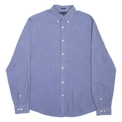 TOMMY HILFIGER Slim Fit Mens Plain Shirt Blue Long Sleeve M