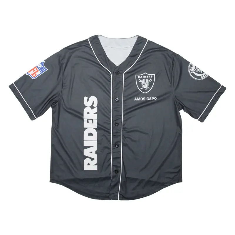 NFL Las Vegas Raiders Mens Jersey Black USA Button Neck L