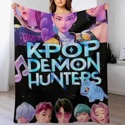 25 New Kpop Demon Hunters Music Blanket Cartoon Flannel Throw Blankets Anime Travel Blanket for All Seasons