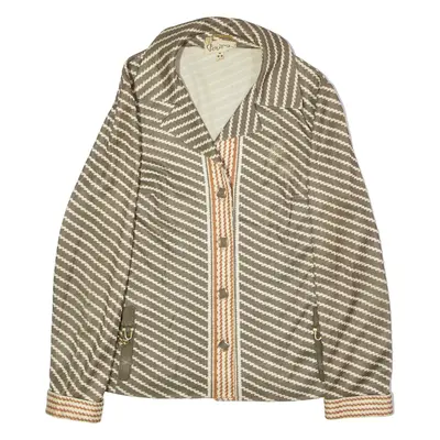 VERING Womens Blazer Jacket Brown 90s Striped S