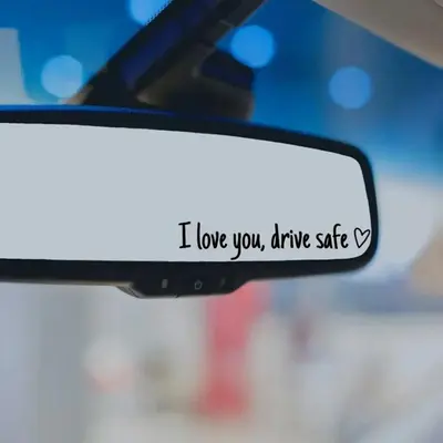 4pcs (black+white) I Love You Drive Safe Car Mirror Sticker, Car Rearview Mirror Decorative Sticker, Vinyl Decal, Car Accesso...