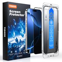 TIDEOK 2 Pack Screen Protector for iPhone 16/15/14/13, Anti-Spy & Anti-Fingerprint, 10s Fast Install, 9H Hardness, Auto Dust ...