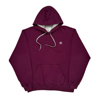 Champion Hoodie - Large Burgundy Cotton Blend