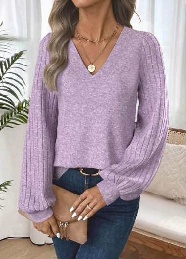 Modlily Light Purple Tummy Coverage Long Sleeve T Shirt - M