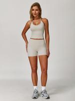 Women's Solid Halter Top & Shorts Tracksuit Set, Sporty Breathable Quick Drying Outfits for Yoga Gym Workout Running, Ladies ...