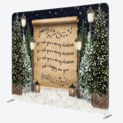 Aperturee Tree Snow Night Merry Christmas Pillow Case Backdrop - Aperturee