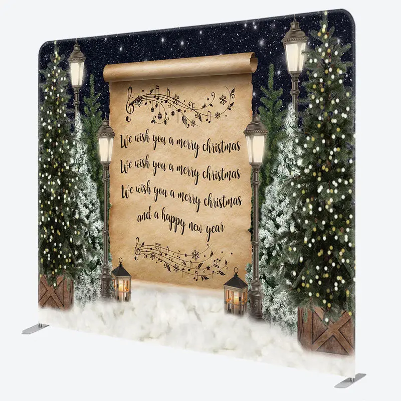 Aperturee Tree Snow Night Merry Christmas Pillow Case Backdrop - Aperturee