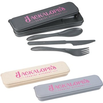 90 Promotional Bamboo Fiber Cutlery Set - Eco-Friendly & FSC ...