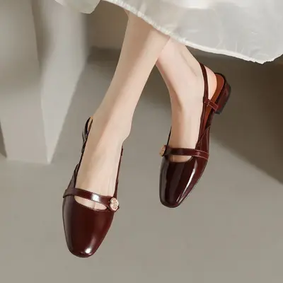 CHIKO Kenzie Round Toe Block Heels Slingback Shoes