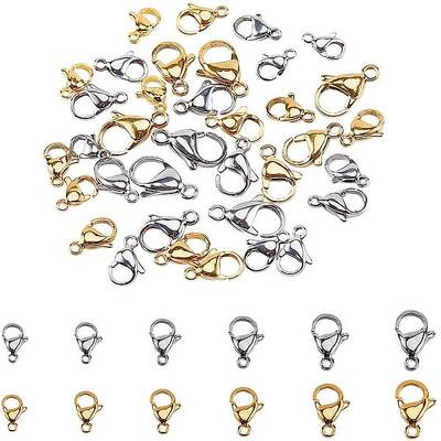 60 pcs 304 Stainless Steel Lobster Claw Clasps for Jewelry Making Findings