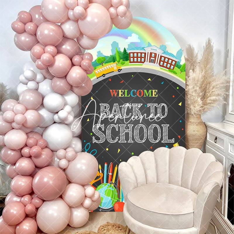 Bus Rainbow Stationery Back To School Arch Backdrop