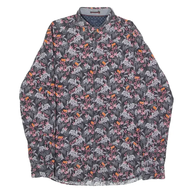 TED BAKER Mens Shirt Black Floral Long Sleeve L