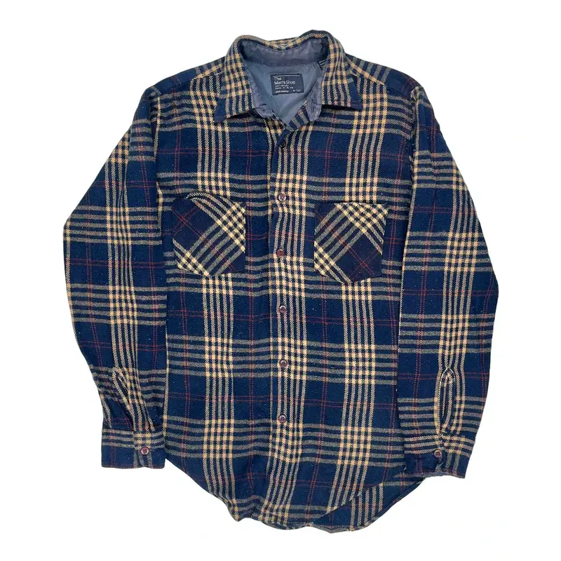 Jc Penney Tall Flannel Shirt - Medium Blue Acrylic