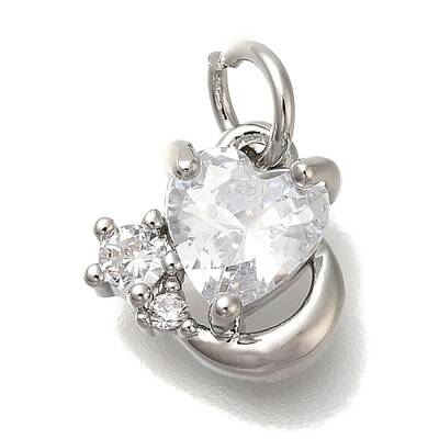 Rack Plating Brass Micro Pave Cubic Zirconia Charms