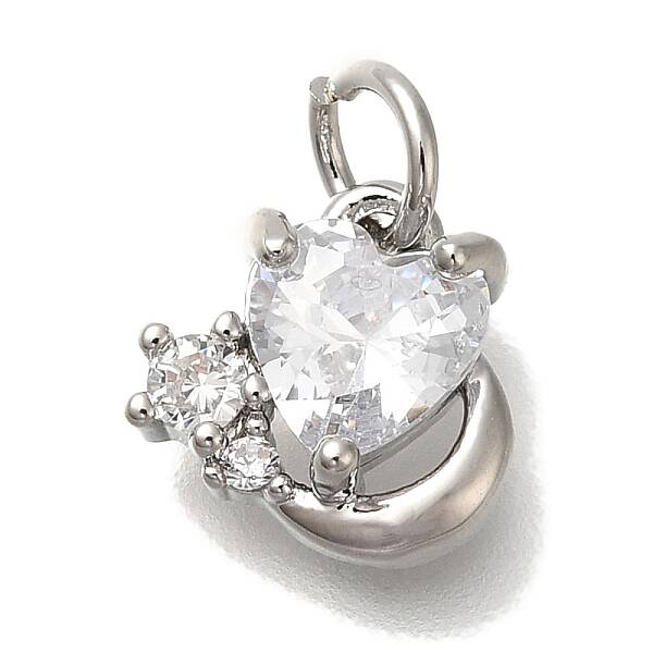 Rack Plating Brass Micro Pave Cubic Zirconia Charms