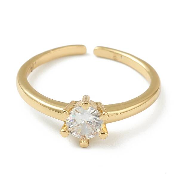 Adjustable Brass Micro Pave Clear Cubic Zirconia Cuff Rings