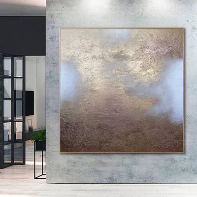 Abstract Gold Painting On Canvas Gold Leaf Art Golden Painting Contemporary Office Painting Large Abstract Art For Living Roo...