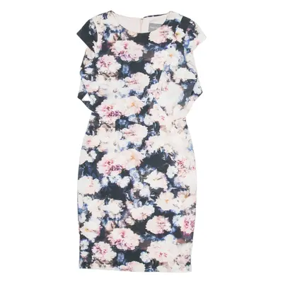 PHASE EIGHT Womens Pencil Dress Blue Floral Short Sleeve Knee Length UK 8