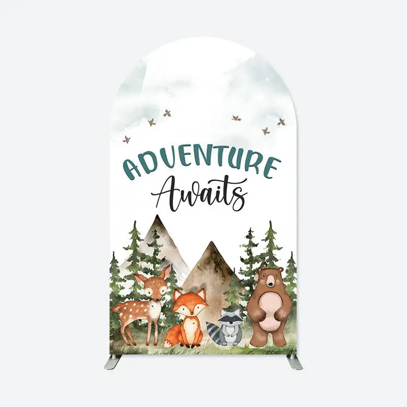 Aperturee Adventure Awaits Safari Animals Forest Arch Backdrop | Custom Arched Wall Covers | Custom Chiara Arched Covers | Di...