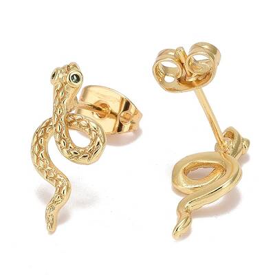Green Cubic Zirconia Snake Stud Earrings