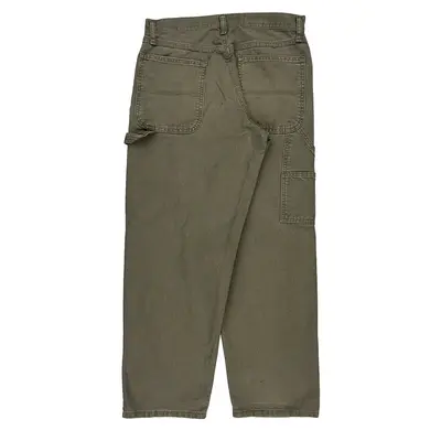 Rustler Carpenter Trousers - 32W 30L Khaki Cotton | Size: 32″ waist