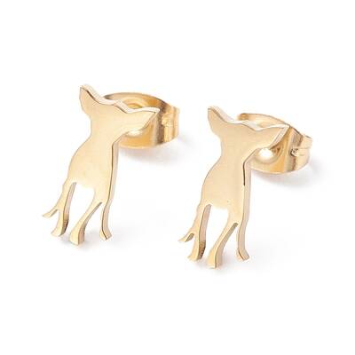 Deer Shape 304 Stainless Steel Stud Earrings for Women