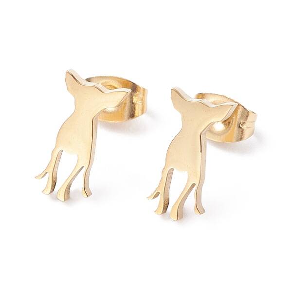 Deer Shape 304 Stainless Steel Stud Earrings for Women