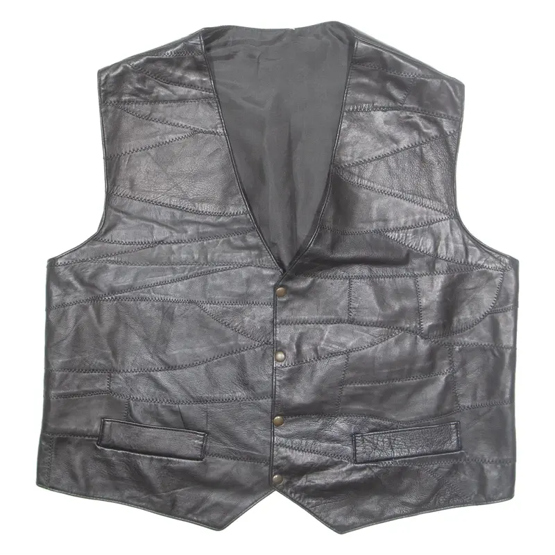 Mens Biker Waistcoat Brown Leather 2XL