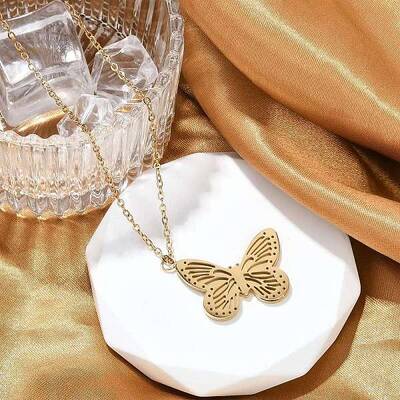 Butterfly 304 Stainless Steel Pendant Necklaces