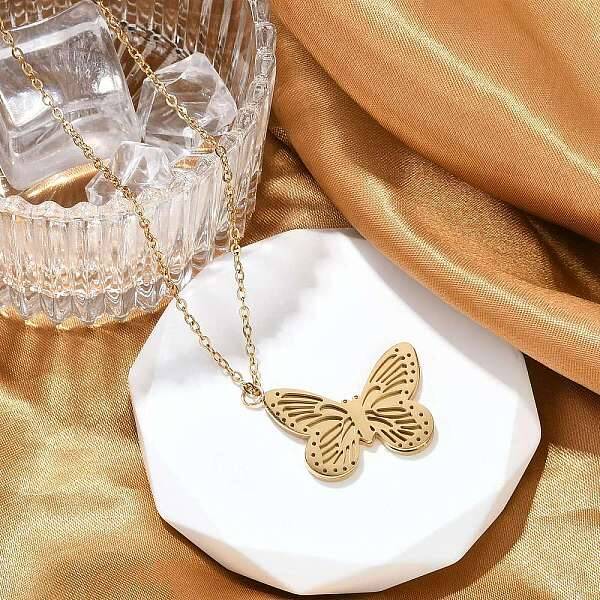 Butterfly 304 Stainless Steel Pendant Necklaces