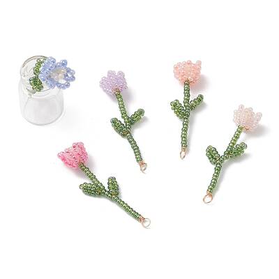 4Pcs 4 Colors Seed Beads Beaded Charms