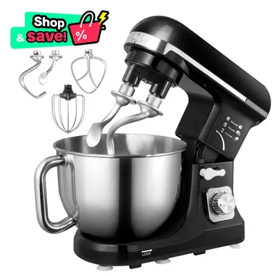 Stand Mixer Fohere, with Double Dough Hook, Wire Whip & Beater, 6+ P Speed Tilt-Head Food Mixer, Pouring Shield for Home Cook...