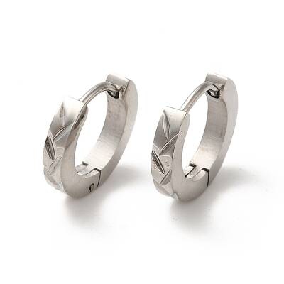 Non-Tarnish 304 Stainless Steel Grooved Hoop Earrings