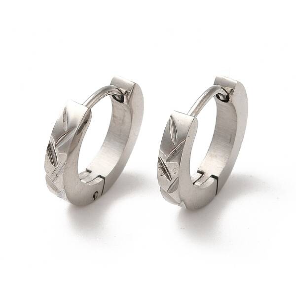 Non-Tarnish 304 Stainless Steel Grooved Hoop Earrings