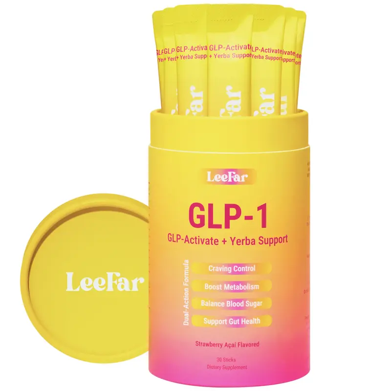 LeeFar GLP-1 Drink Mix – Dual-Action Craving & Metabolism Support | Berberine, Chromium, 5-HTP, Yerba Mate & Magnesium | Su...