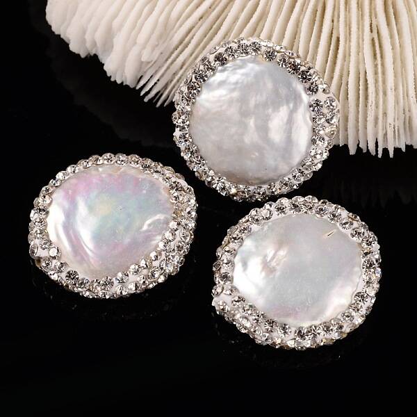 Flat Round Natural Cultured Freshwater Pearl Beads
