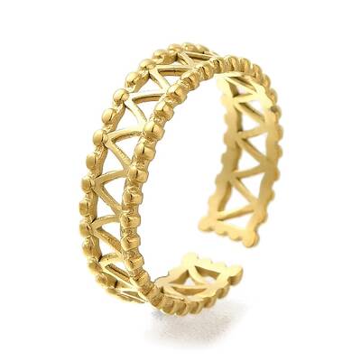 Ion Plating(IP) 304 Stainless Steel Cuff Rings for Women