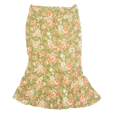 Womens Trumpet Skirt Green Midi Floral M