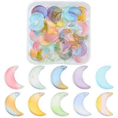 50Pcs Gradient Color Glass Pendants