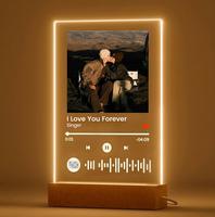 Personalized LED Night Light Photo Plaque with Scannable Song Code, Custom Music Plaque Night Light Gift for Valentine's Day,...