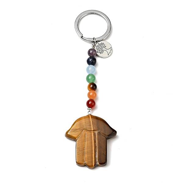 Natural Tiger Eye Chakra Keychain